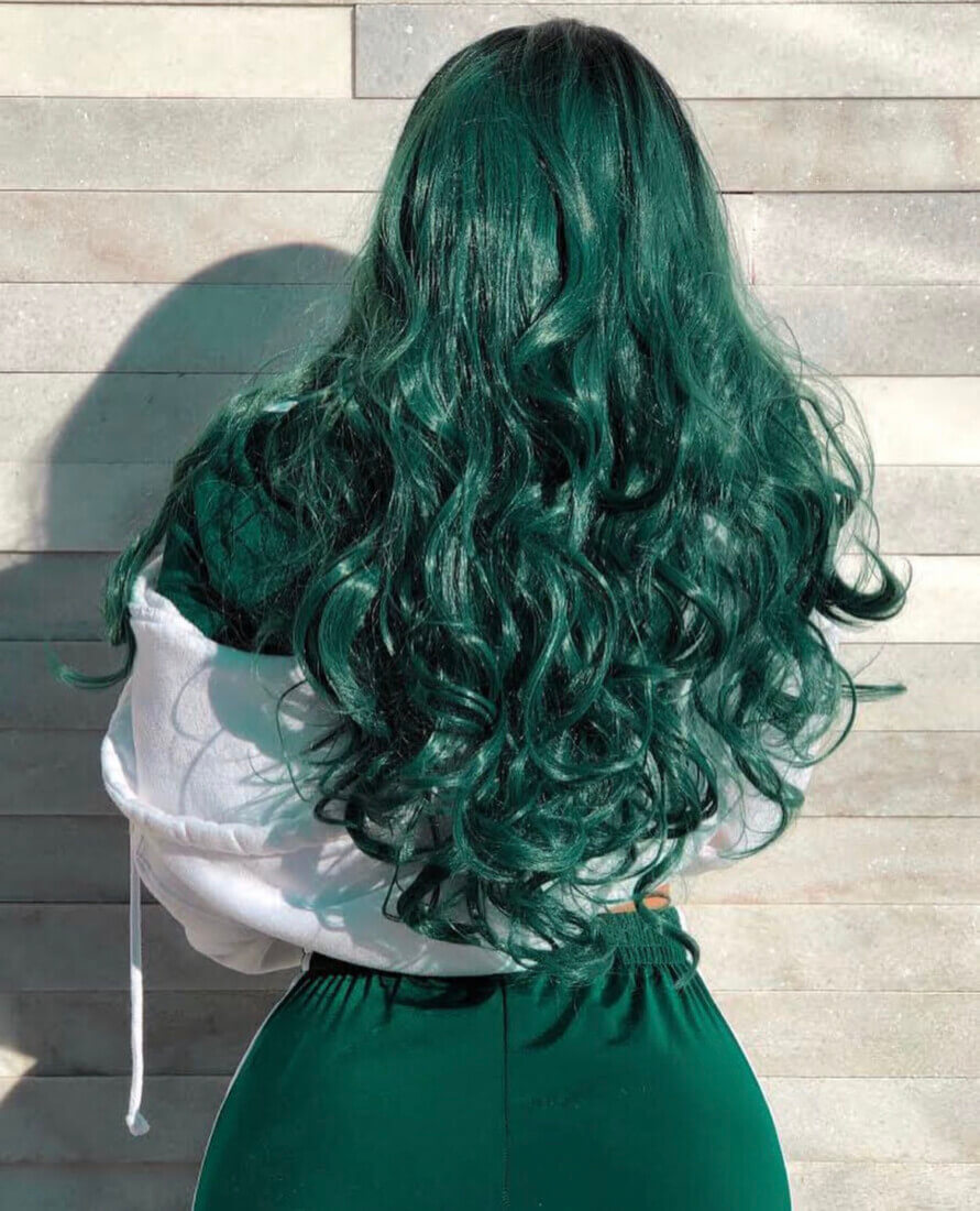Green Ombre Synthetic Wig