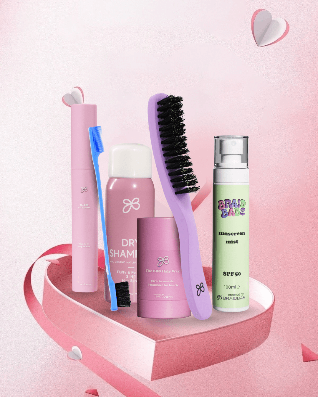 BUNDLE | Bristle Brush, Mascara Gel, Edge Brush, Hair Wax, Dry Shampoo & Sunscreen Mist
